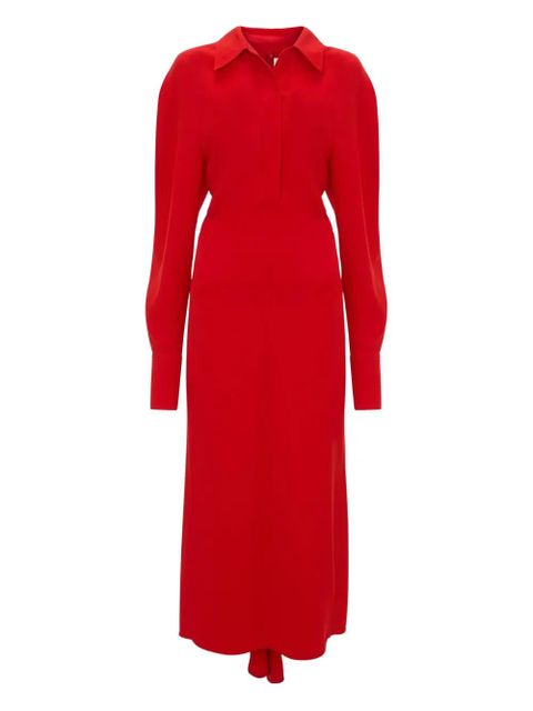 Victoria Beckham long-sleeve polo-collar midi dress - Red - zdjęcie produktu nr 1