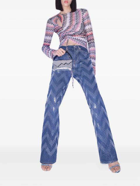 Missoni chevron-pattern sequined jeans - Blue - zdjęcie produktu nr 2