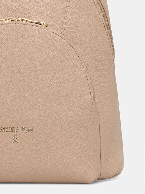 Patrizia Pepe plecak skórzany damski kolor beżowy mały gładki 8B0325 L001