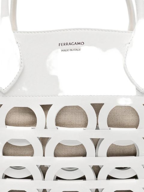 Ferragamo Gancini logo tote bag - White
