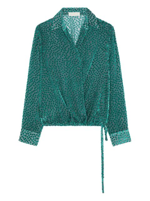 DRIES VAN NOTEN devoré wrap shirt - Green - zdjęcie produktu nr 1