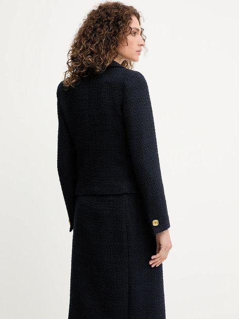 Luisa Spagnoli marynarka z domieszką wełny kolor granatowy jednorzędowa gładka 542245