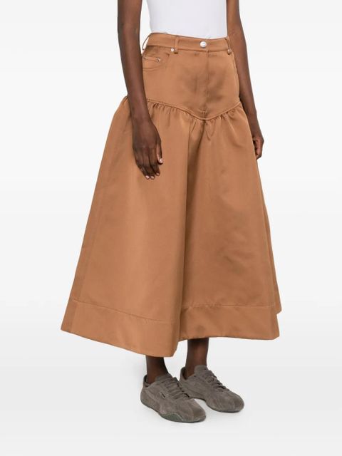 GANNI gathered yoke skirt - Neutrals