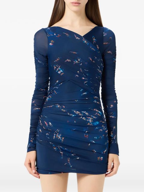 Blumarine draped print dress - Blue