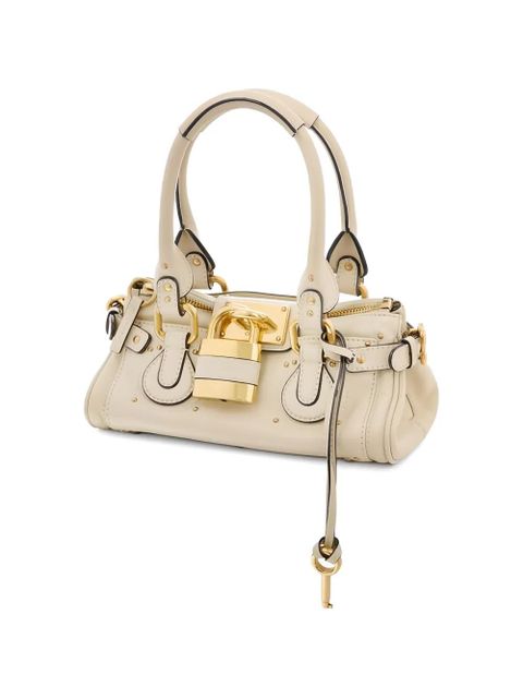 Chloé small Paddington padlock leather tote bag - Neutrals