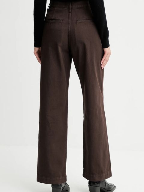 G-Star spodnie bawełniane damskie kolor brązowy szerokie high waist D26432.E078