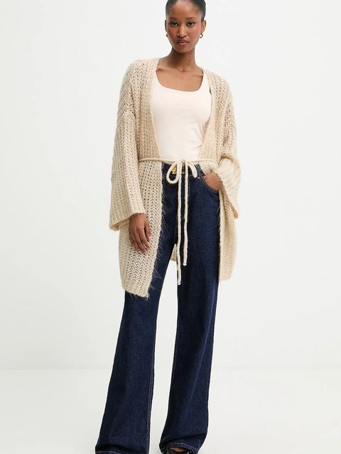 Answear.LAB kardigan z dodatkiem wełny damski kolor beżowy lekki