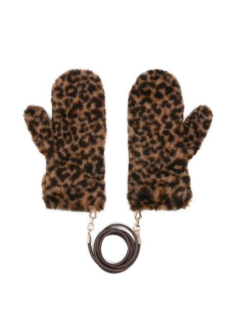 Max Mara Ombrat leopard-pattern mittens - Brown
