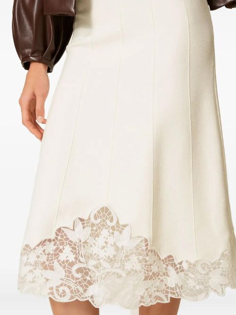 TWINSET lace-trimmed midi skirt - White