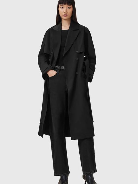 AllSaints trencz bawełniany CADENCE kolor czarny W004OD