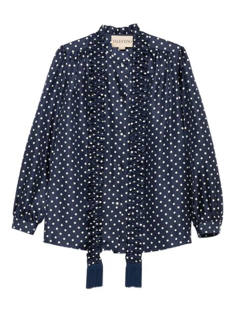 Valentino Garavani polka-dot ruffled shirt - Blue - zdjęcie produktu nr 2