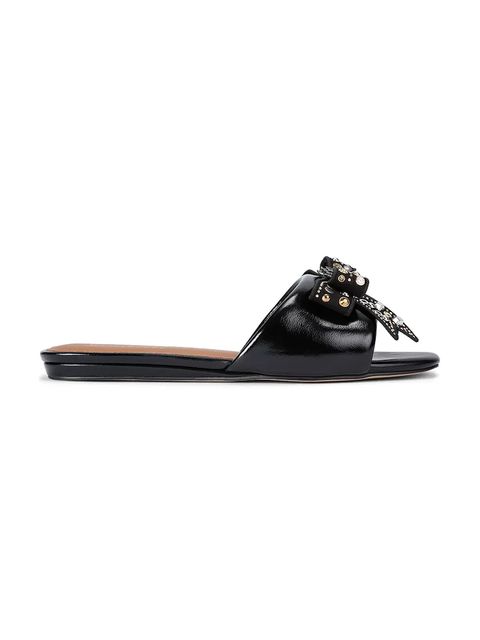 Kurt Geiger London klapki skórzane Kensington Bow Flat Sandal damskie kolor czarny 655705139 - zdjęcie produktu nr 1
