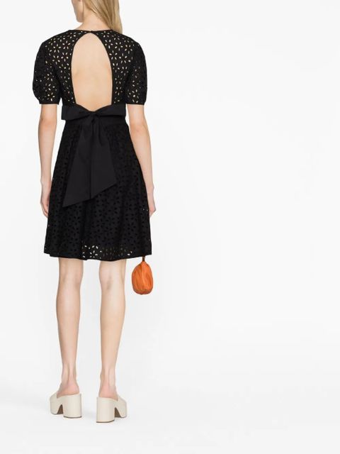 PINKO broderie-anglaise cotton short dress - Black - zdjęcie produktu nr 2