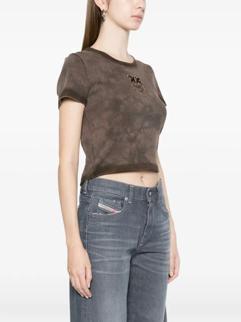 PINKO embellished short-sleeved T-shirt - Brown
