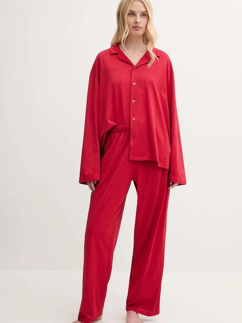 Pangaia piżama bawełniana damska kolor czerwony bawełniana 10002462 - zdjęcie produktu nr 1