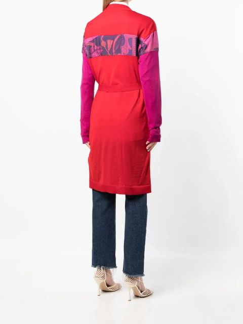 Ferragamo heritage-print long belted cardigan - Red