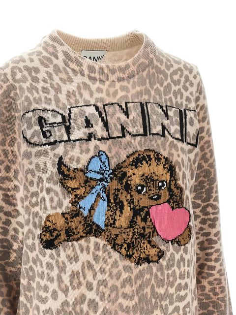 GANNI leopard appliqué sweater - Neutrals - zdjęcie produktu nr 2