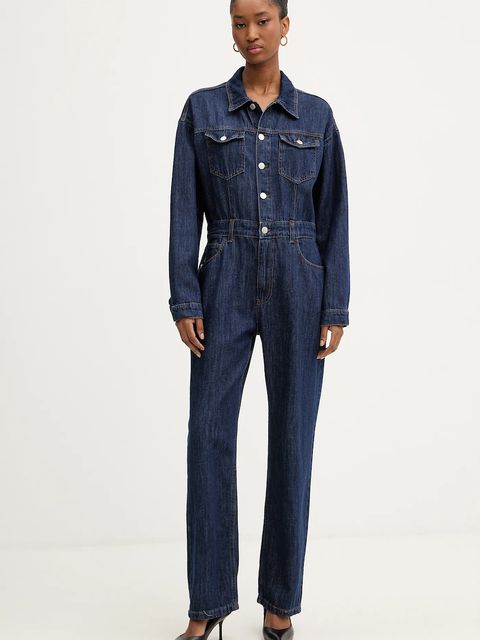 Haveone kombinezon jeansowy kolor niebieski bawełniany z kołnierzykiemm YGZ-P006 - zdjęcie produktu nr 1