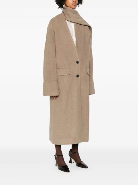 Eleh attached-scarf buttoned coat - Neutrals