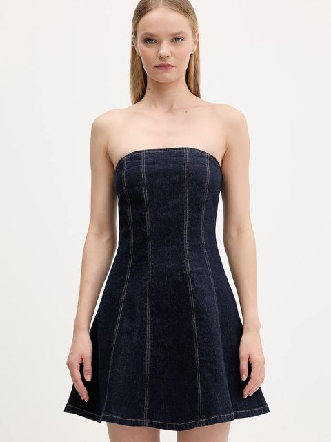 Abercrombie & Fitch sukienka jeansowa kolor niebieski mini rozkloszowana KI159-6084-276 - zdjęcie produktu nr 1