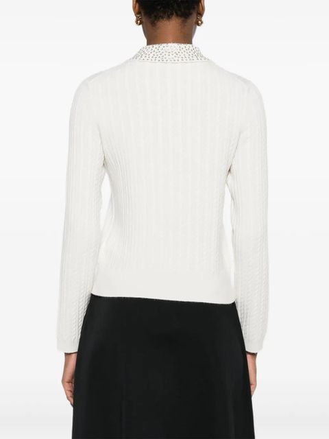 Maje embellished-collar polo top - White