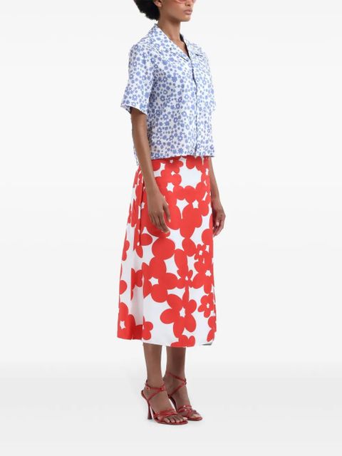 Marni floral-print midi skirt - Red
