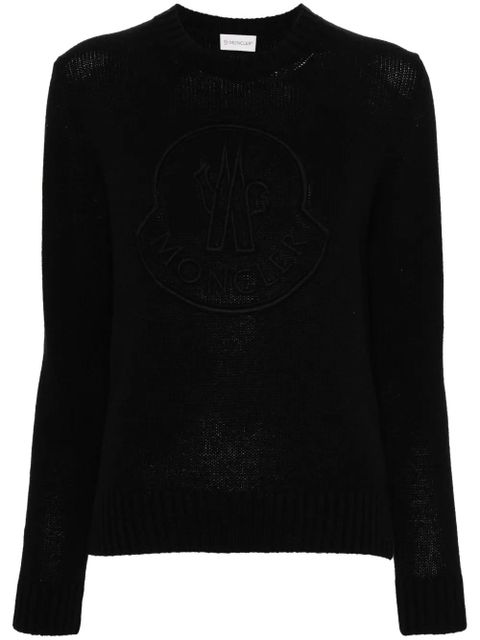 Moncler embroidered-logo crew-neck jumper - Black - zdjęcie produktu nr 1