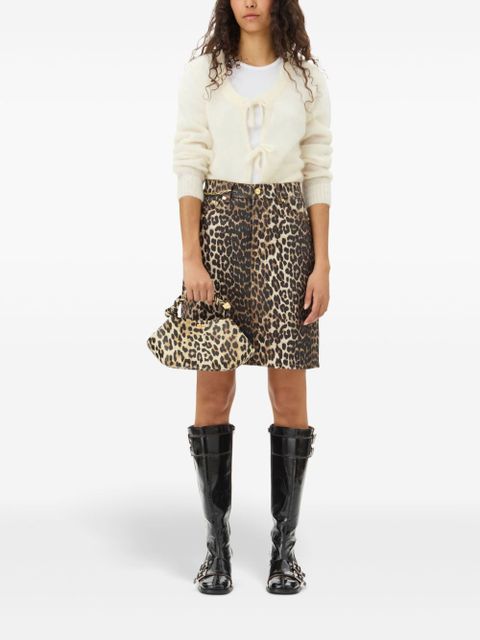 GANNI leopard-print denim midi skirt - Brown - zdjęcie produktu nr 2