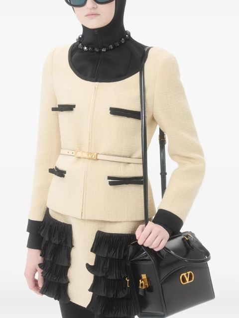 Valentino Garavani bow-detail tweed jacket - Neutrals