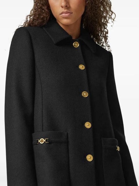 Versace A-line felted coat - Black