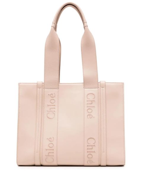 Chloé medium Woody leather tote bag - Pink - zdjęcie produktu nr 1