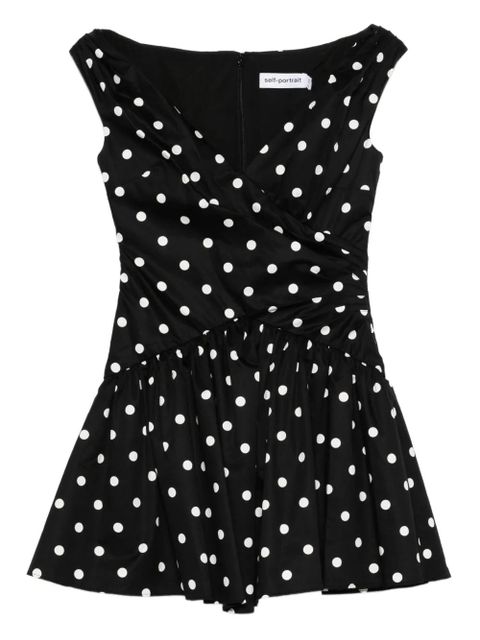 Self-Portrait polka-dot V-neck mini dress - Black - zdjęcie produktu nr 1