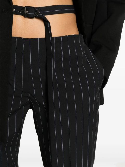 The Attico cut-out pinstriped tailored trousers - Blue