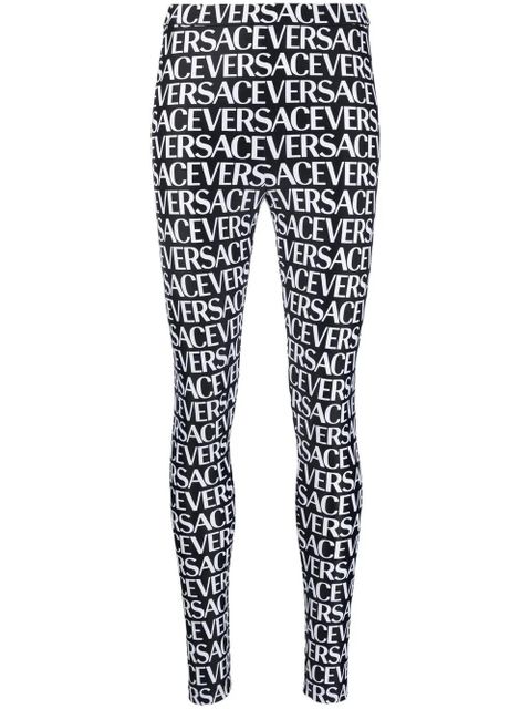 Versace logo-print high-waist leggings - Black - zdjęcie produktu nr 1