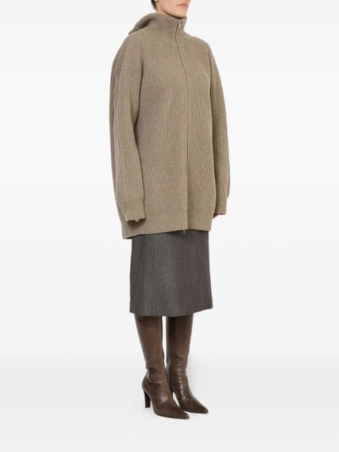 MM6 Maison Margiela ribbed zip-up jacket - Green