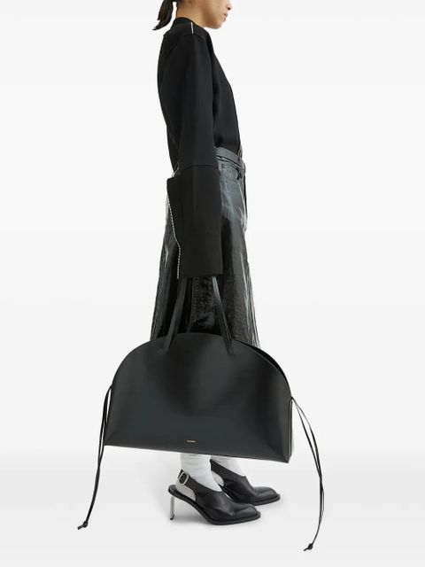 Jil Sander curve large shoulder bag - Black
