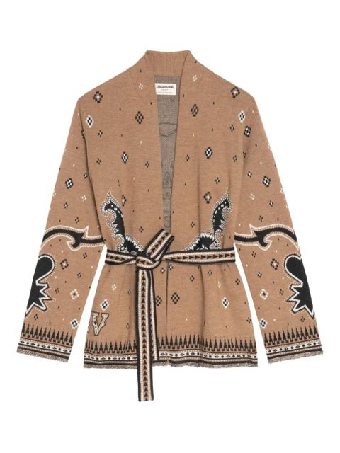 Zadig&Voltaire skull-detail belted cardigan - Brown - zdjęcie produktu nr 1
