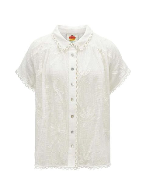 FARM Rio palm trees scalloped shirt - White - zdjęcie produktu nr 1