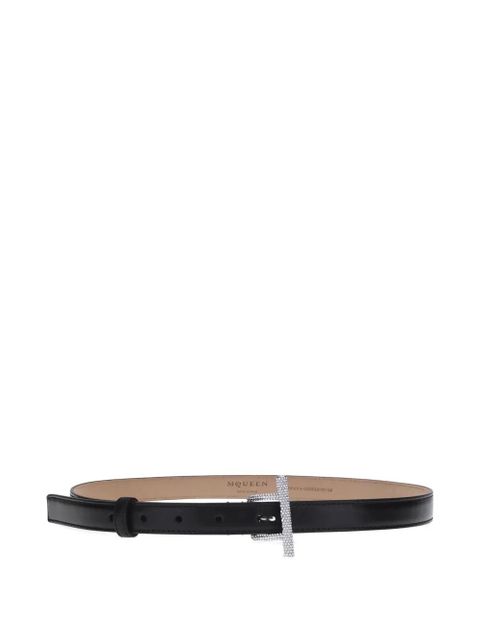 Alexander McQueen crystal-embellished leather belt - Black - zdjęcie produktu nr 1