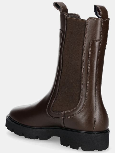 Tommy Hilfiger sztyblety skórzane TH LTHR MID CHELSEA damskie kolor brązowy na płaskim obcasie FW0FW08770 - zdjęcie produktu nr 2