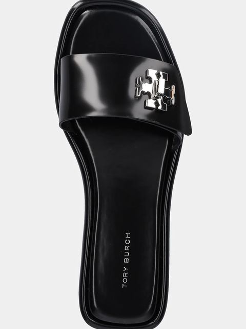 Tory Burch klapki skórzane T Lock Slide damskie kolor czarny 164676-006