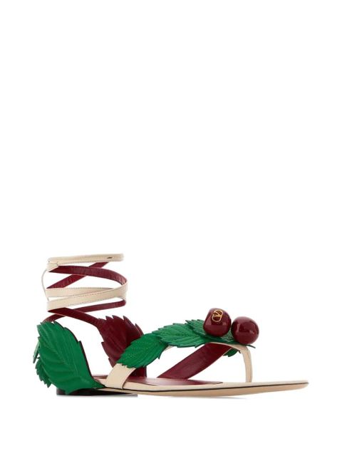 Valentino Garavani leather cherry thong sandals - Neutrals - zdjęcie produktu nr 2