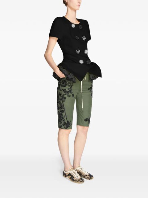 DRIES VAN NOTEN embroidered shorts - Green
