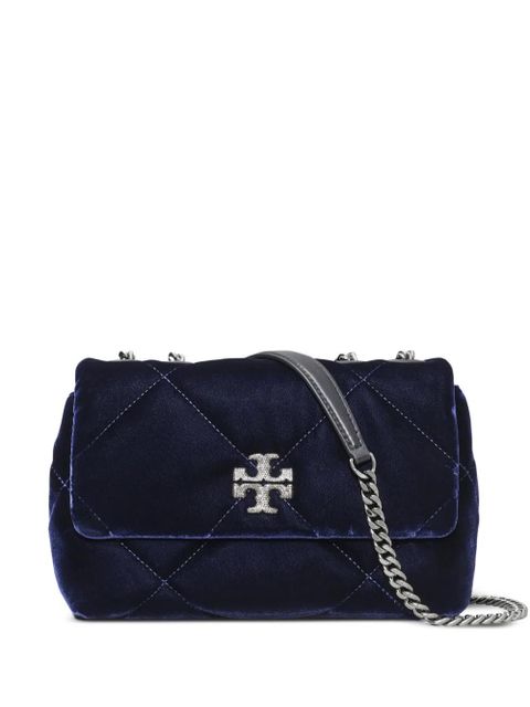 Tory Burch small Kira diamond-quilted velvet shoulder bag - Blue - zdjęcie produktu nr 1
