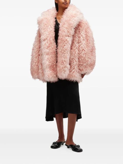 GANNI teddy-textured double-breasted coat - Pink - zdjęcie produktu nr 2