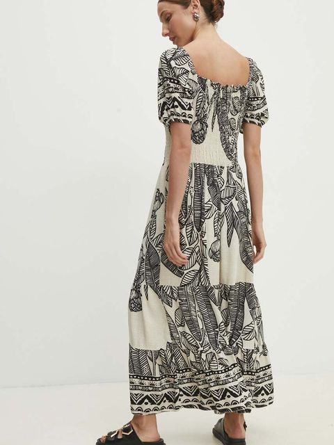 Answear.LAB sukienka kolor czarny maxi rozkloszowana