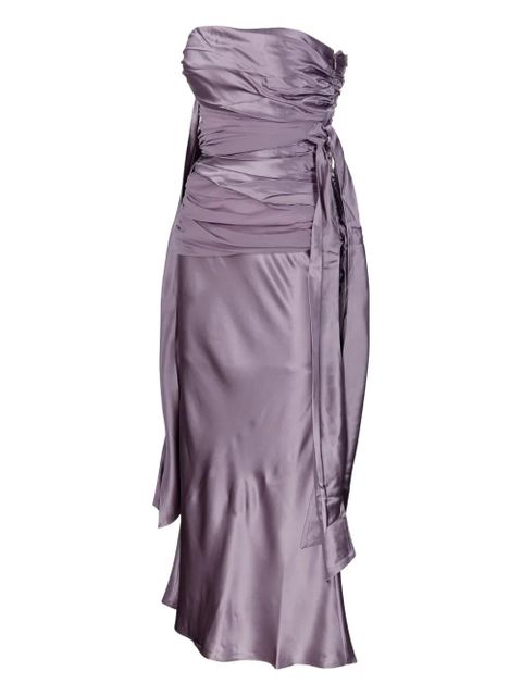 Christopher Esber draped-waist silk midi dress - Purple