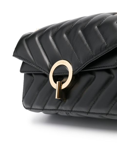 SANDRO Yza quilted leather shoulder bag - Black