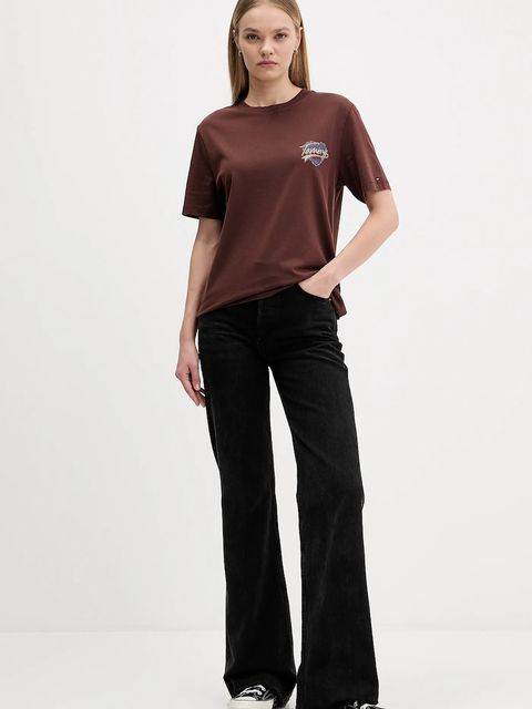 Tommy Jeans t-shirt bawełniany damski kolor brązowy DW0DW21524 - zdjęcie produktu nr 2