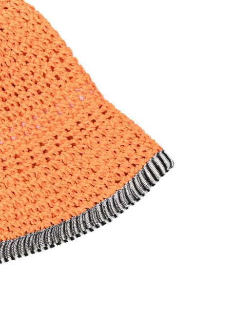Missoni crochet-knit striped-trim bucket hat - Orange